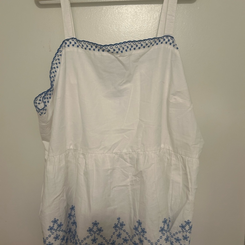 Lane Bryant White with Blue Embroidery top.